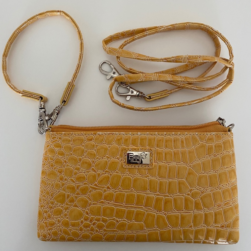NWOT   Beijo Yellow Croc Embossed Multi Use Bag